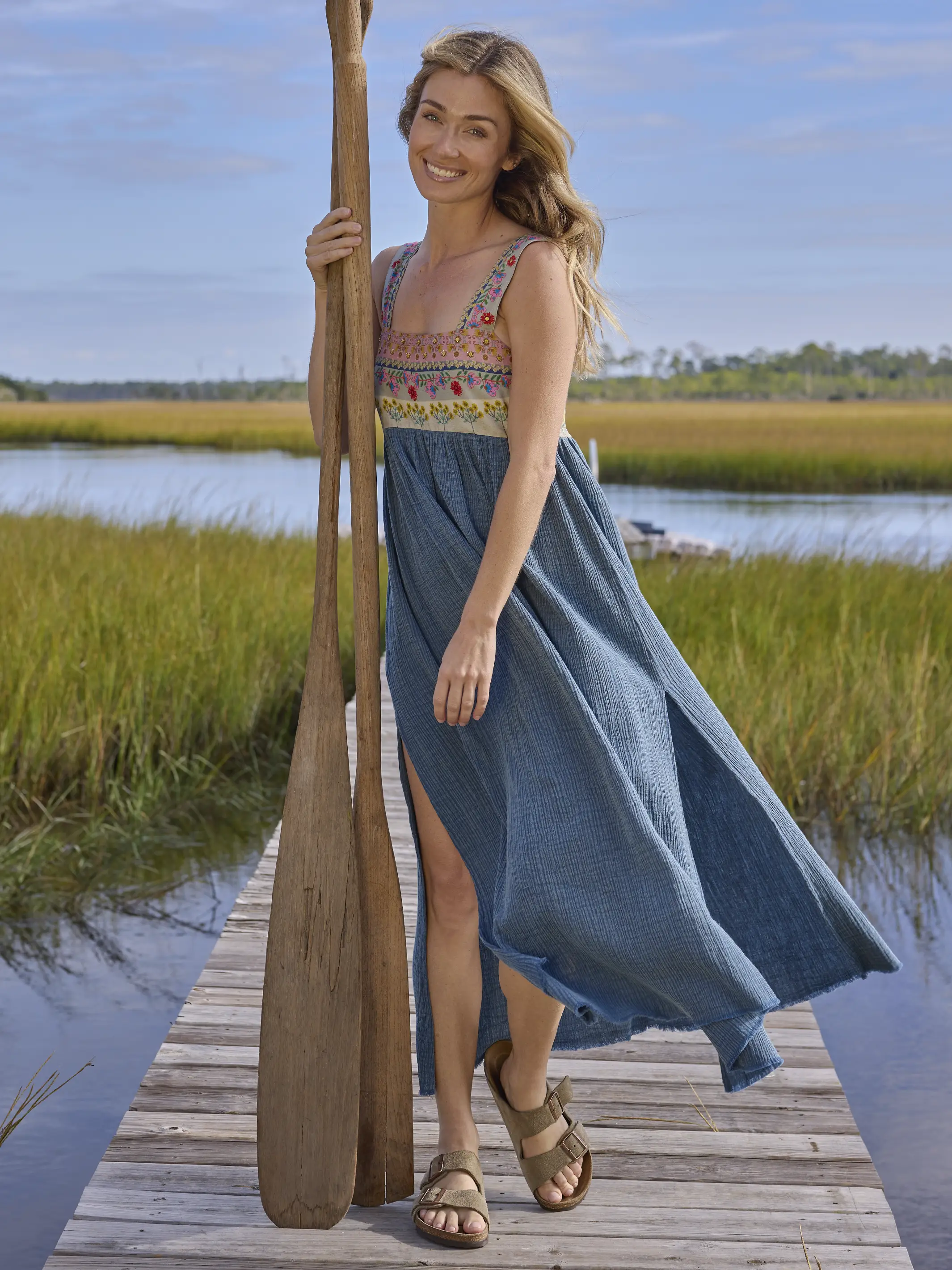 Tricia Embellished Maxi Dress - Slate Blue - Image 8