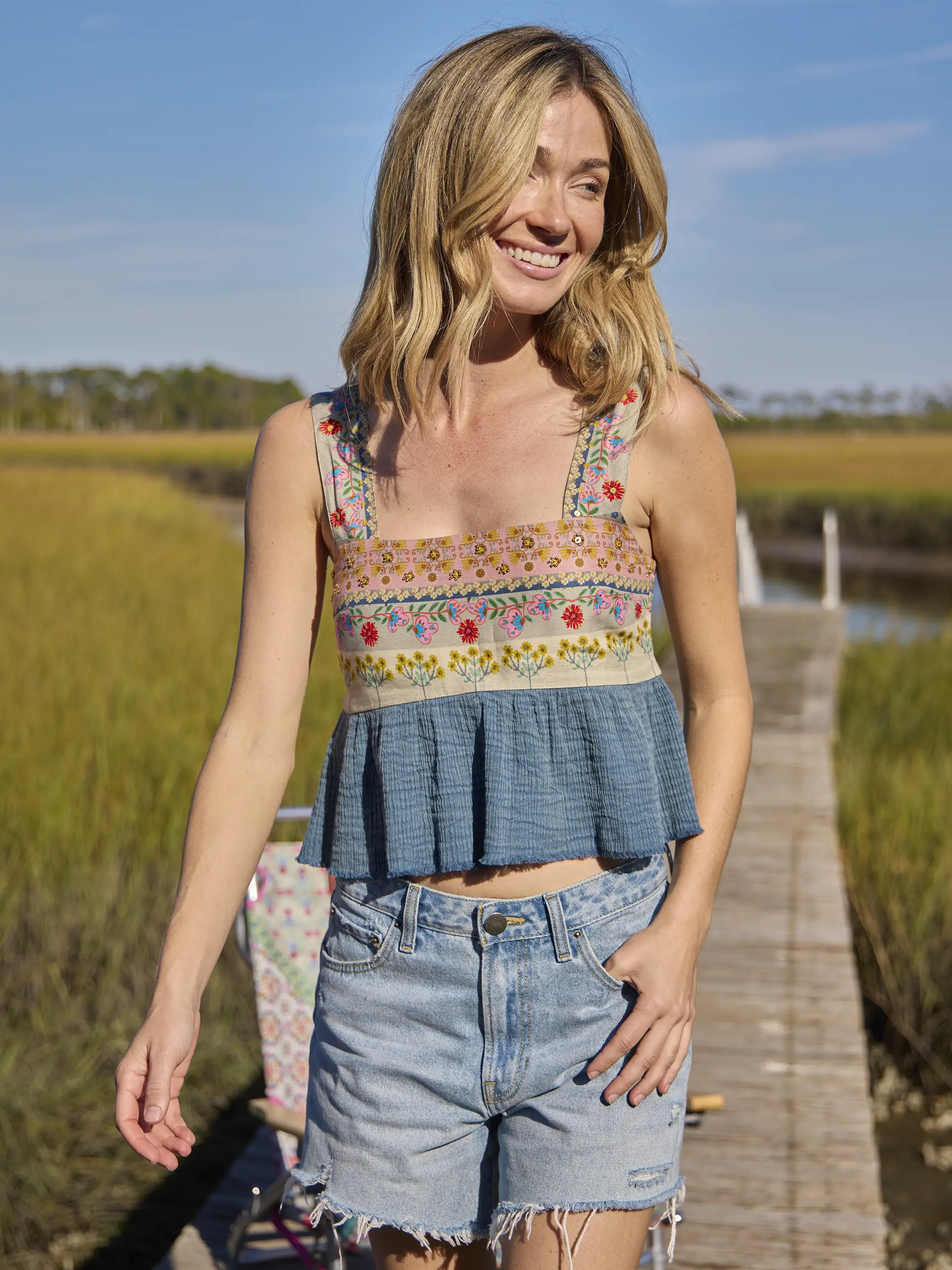 Tricia Embellished Top - Slate Blue - Image 2