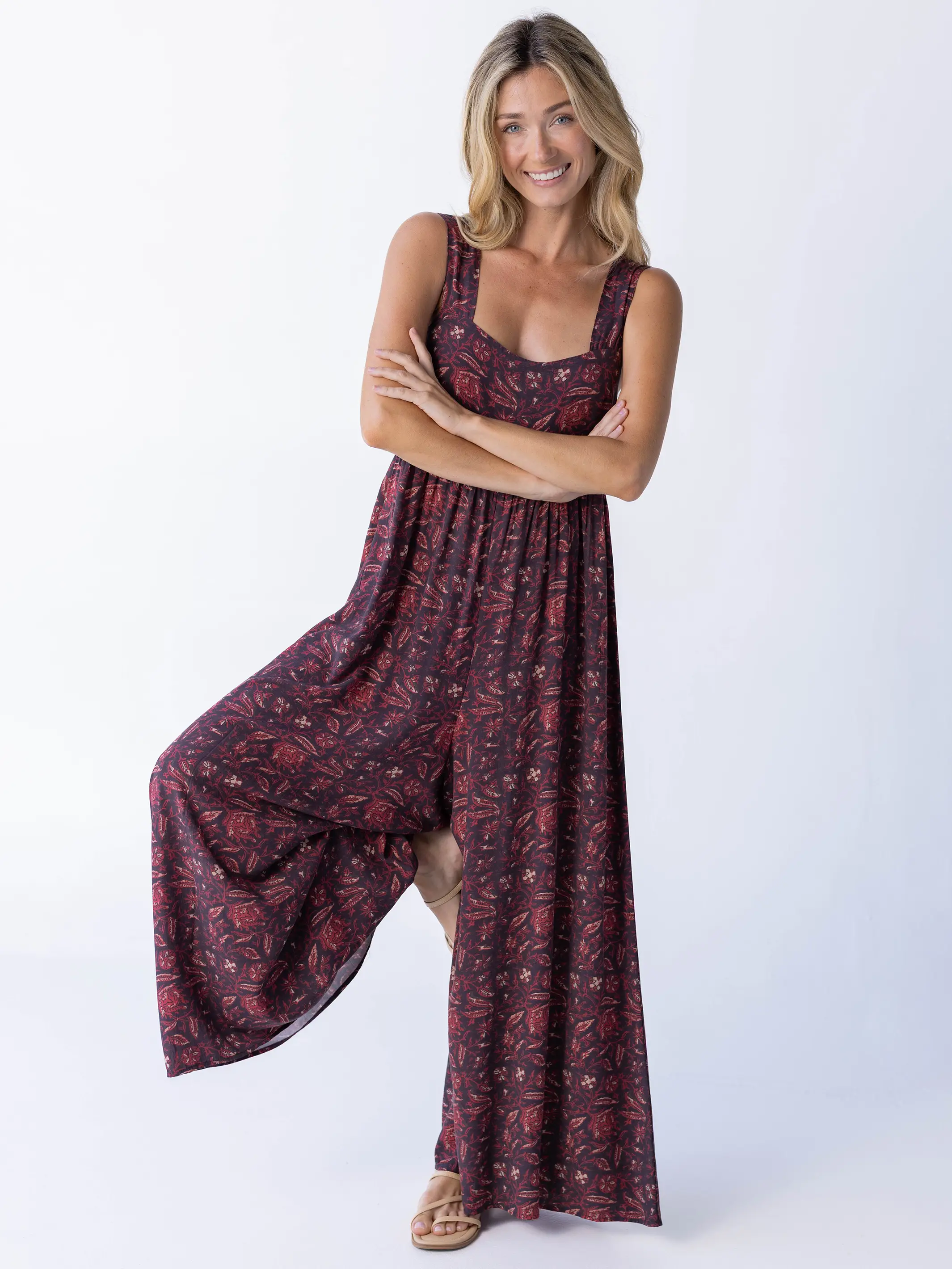 Tricia Jumpsuit - Brown Rust Floral - Image 2