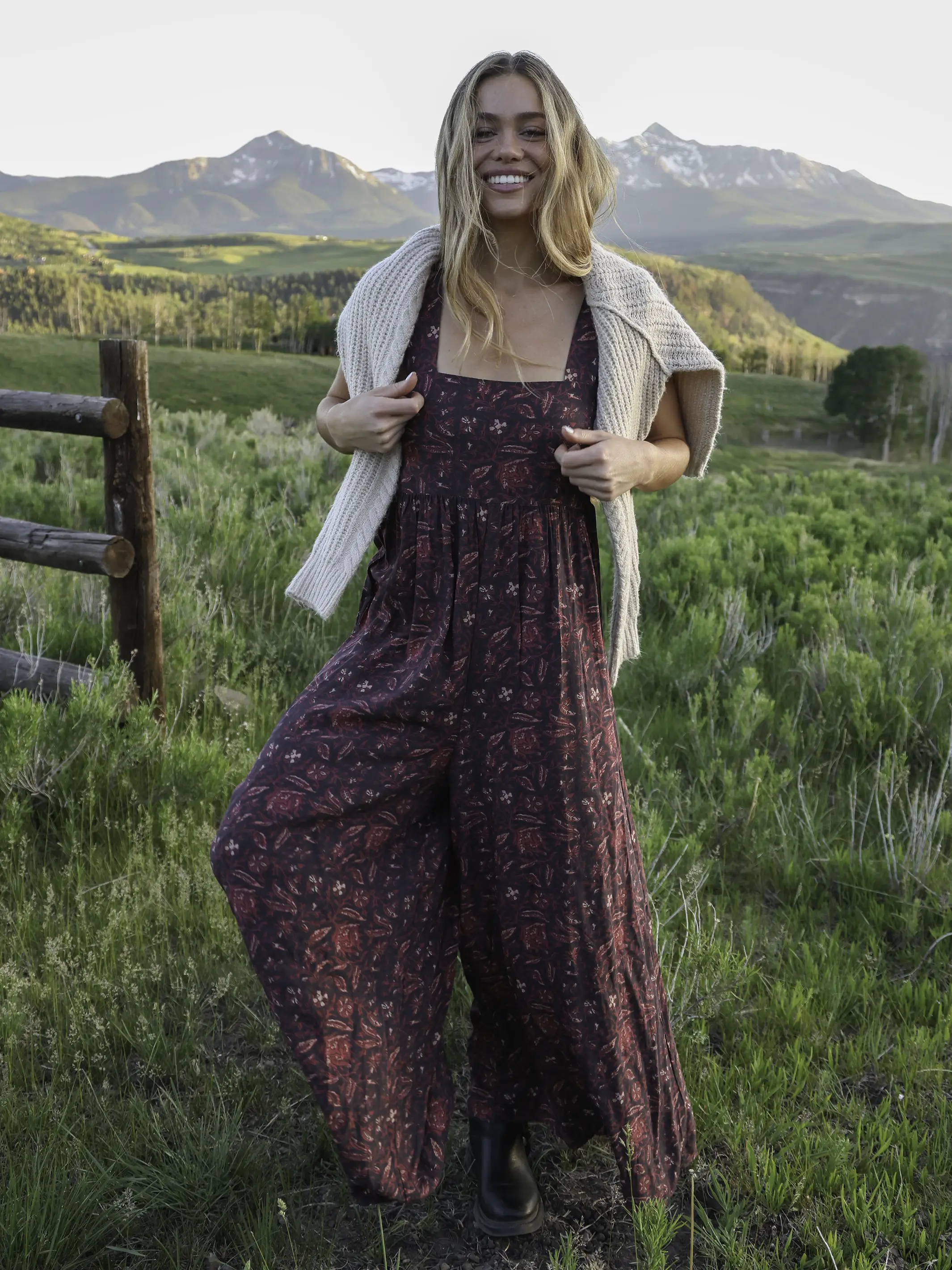Tricia Jumpsuit - Brown Rust Floral - Image 4