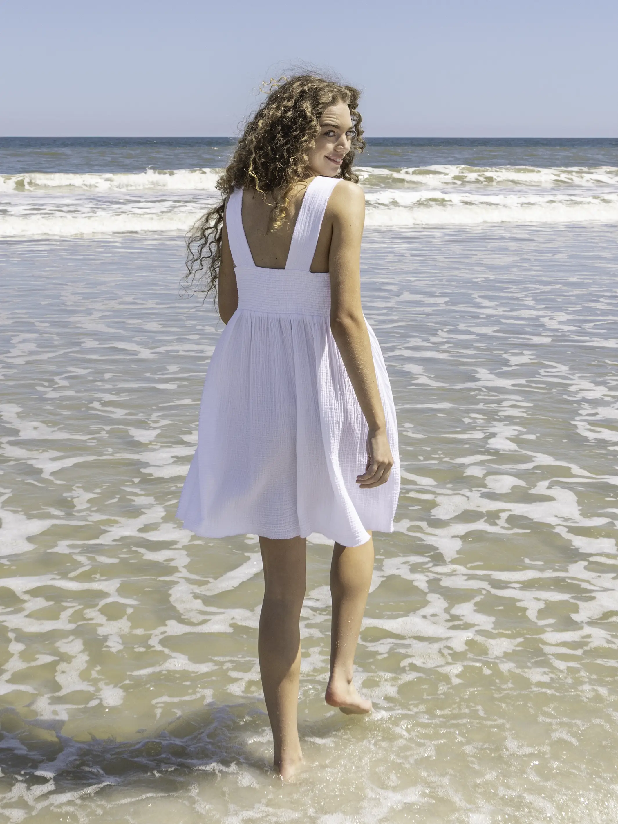 Tricia Mini Dress - White Cotton Gauze - Image 3