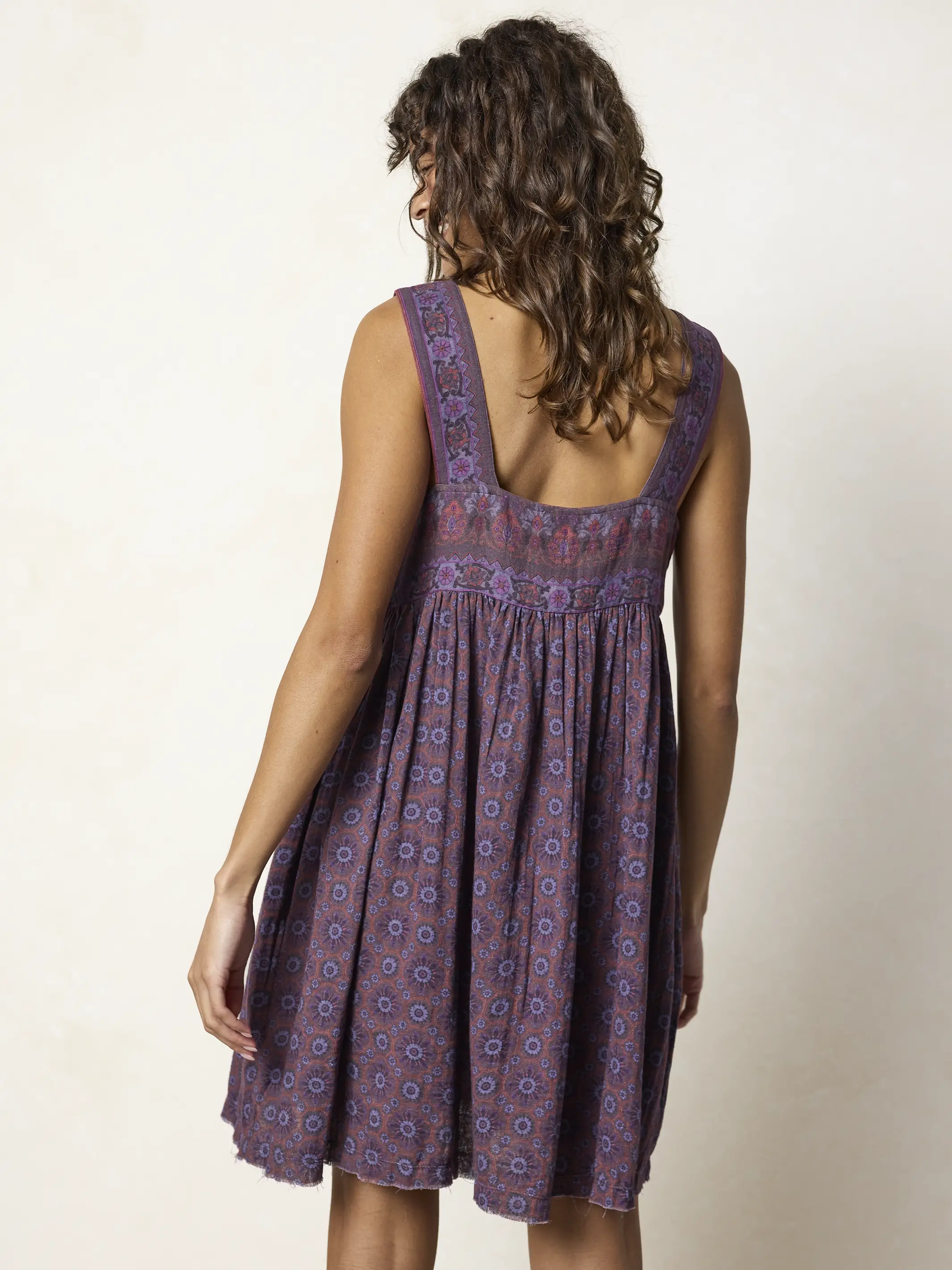 Tricia Reversible Cotton Gauze Dress - Medallion Eggplant Sunburst - Image 8