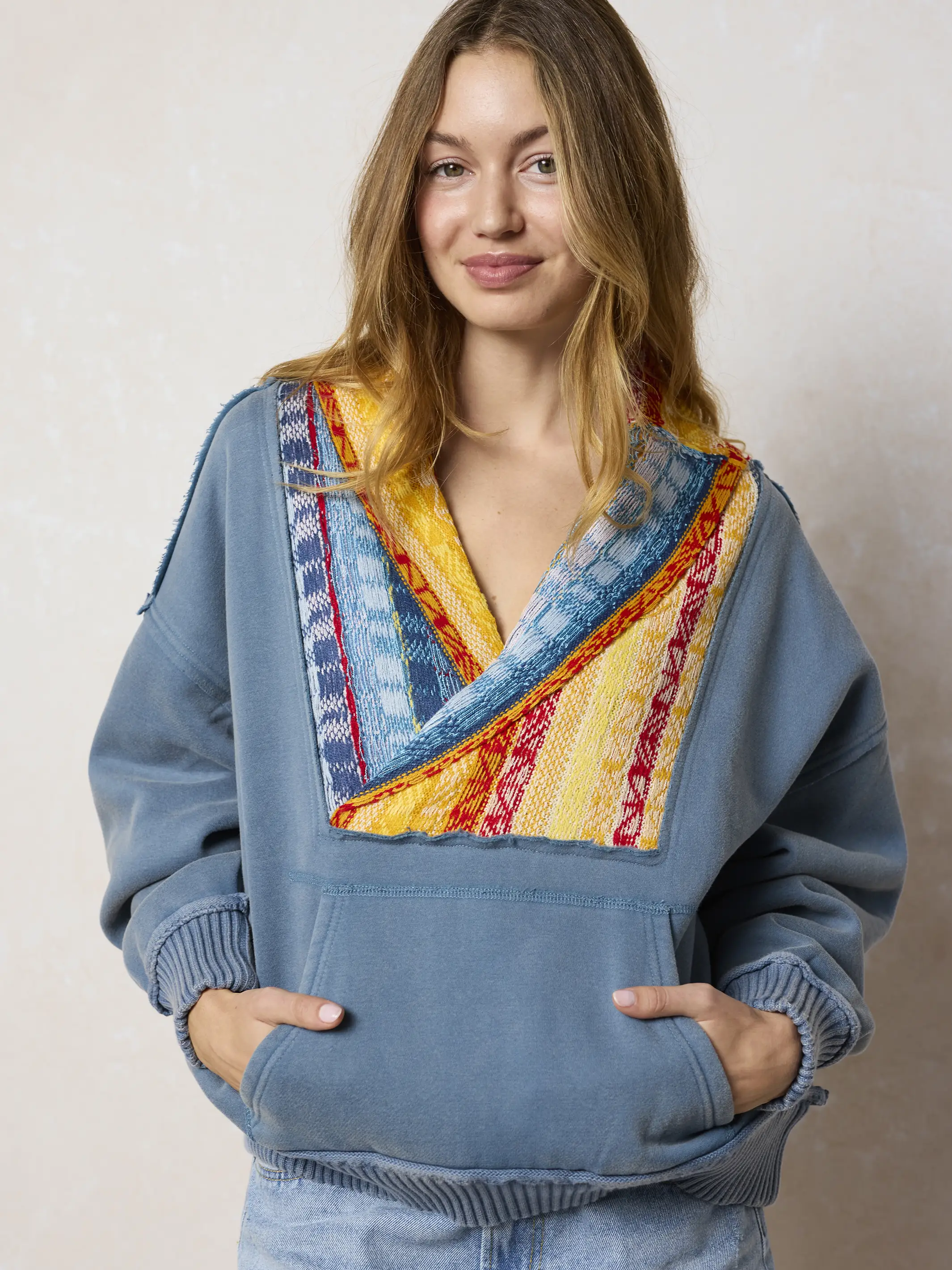 Tyler Intarsia Sweatshirt - Washed Navy - Image 4