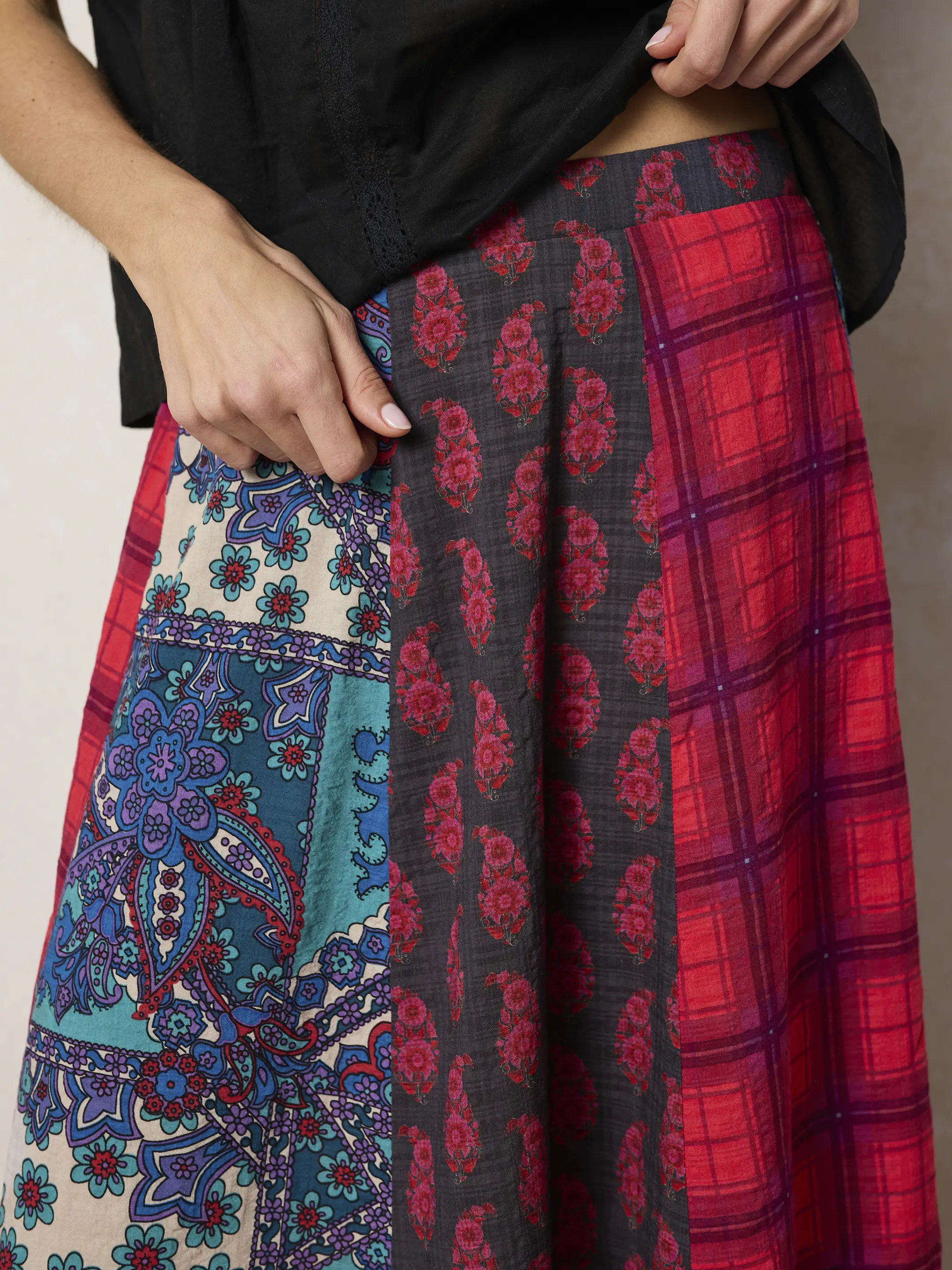 Valentina Maxi Skirt - Teal Mixed Paisley - Image 3