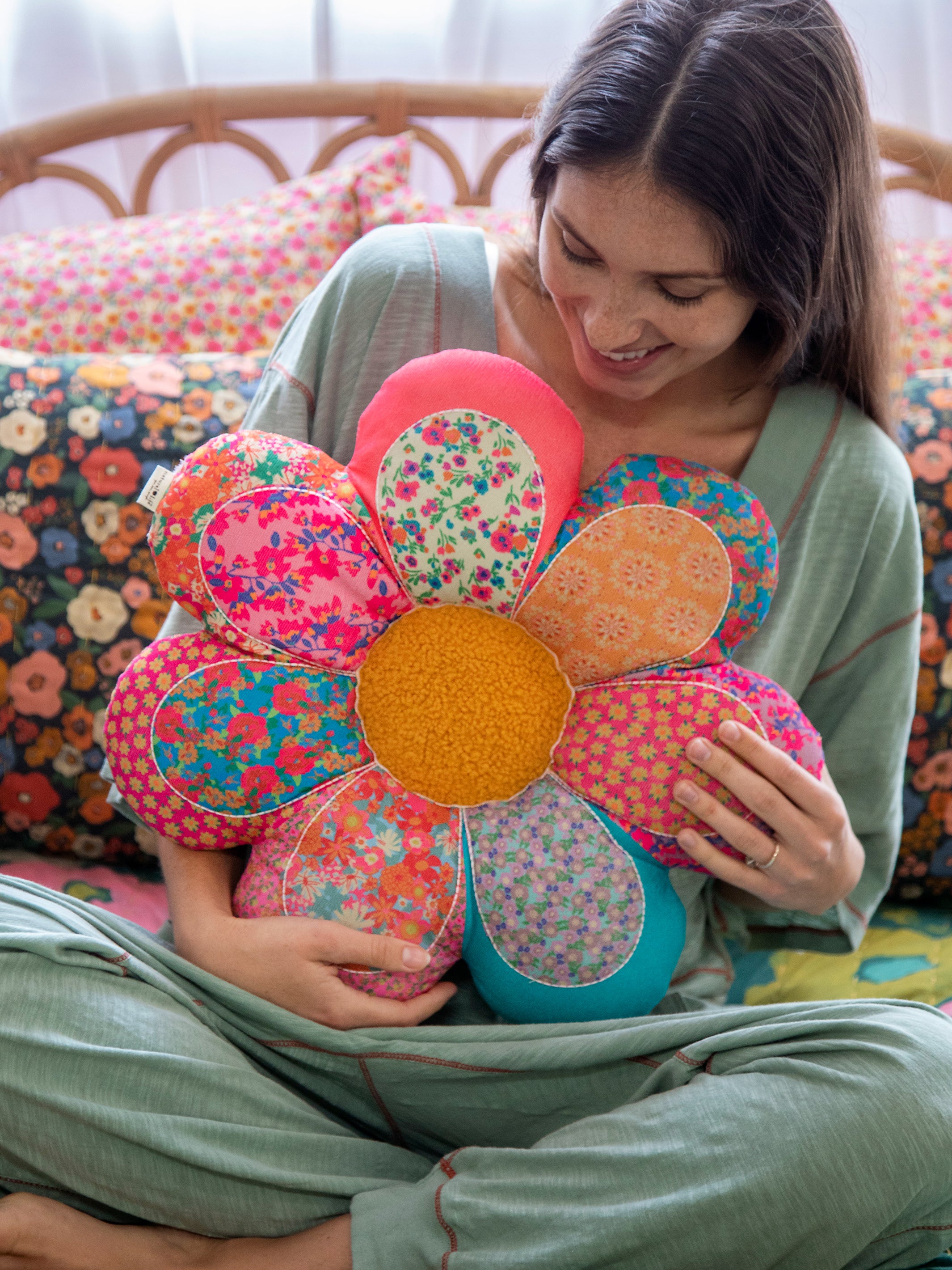 Whimsy Patchwork Pillow - Flower - Image 3