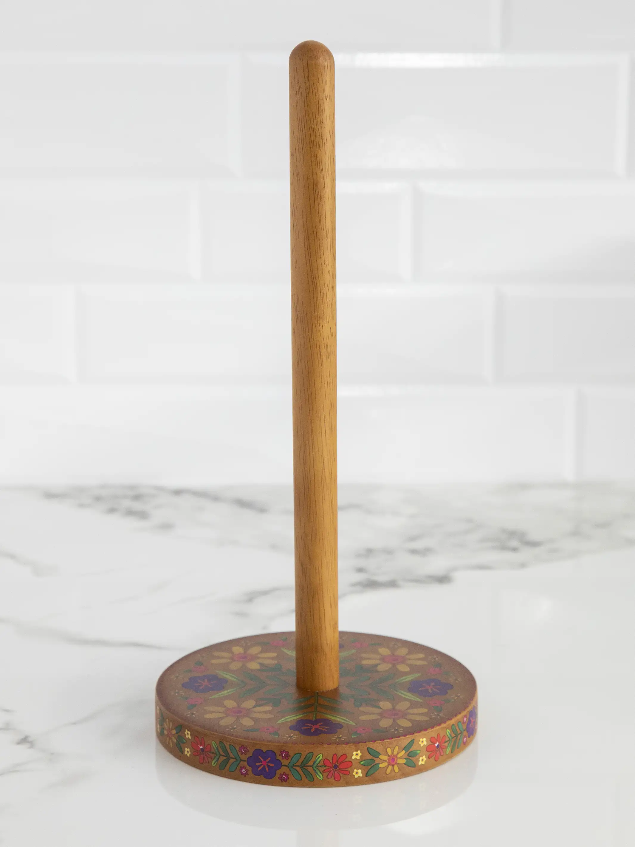 Wooden Paper Towel Holder - Folk Flower - Image 3