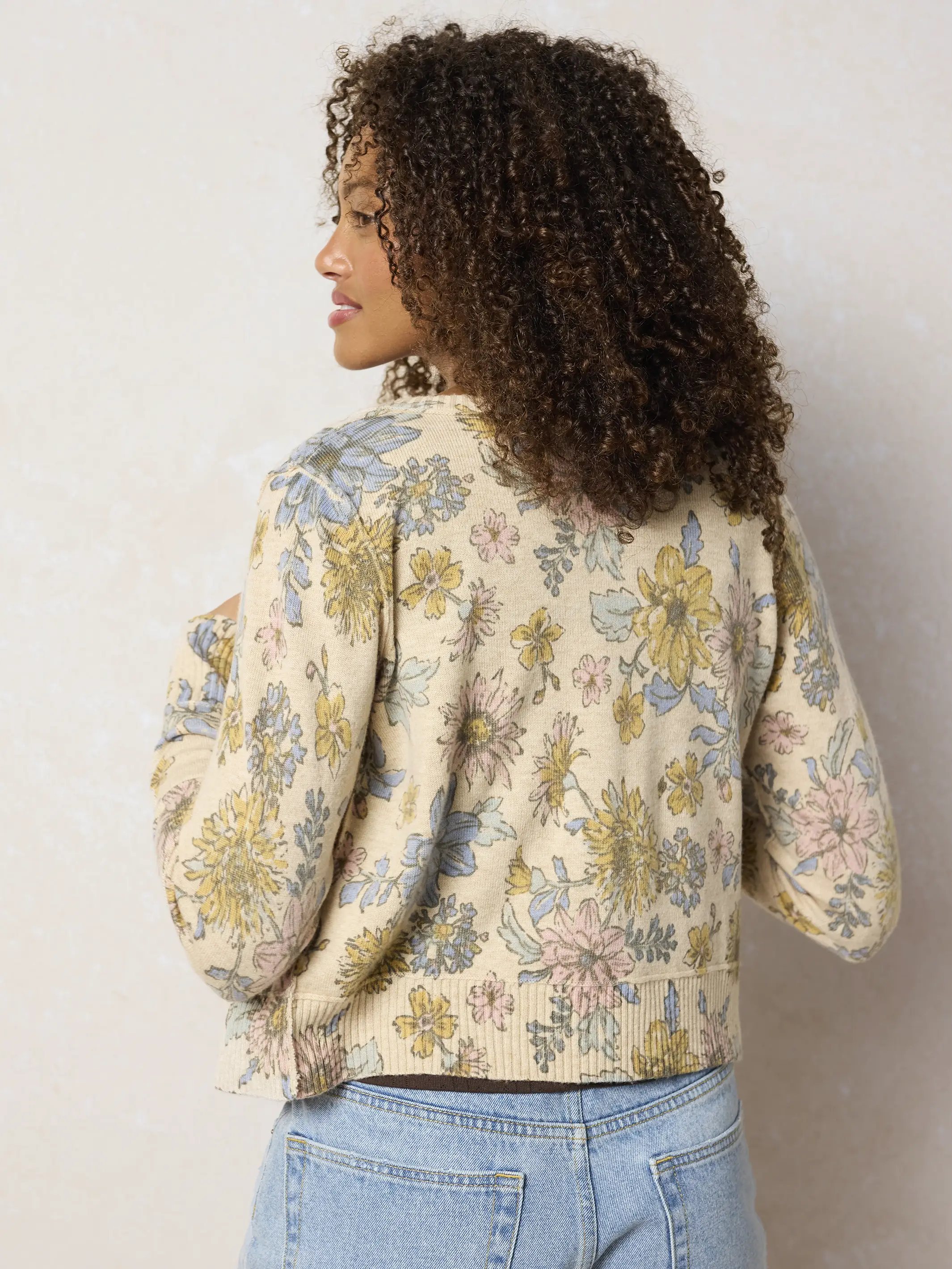 Your Everything Cardigan Sweater - Ivory Dahlia Floral - Image 3